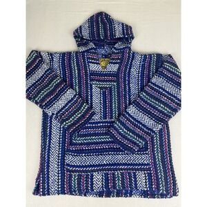 Baja Joe‎ Eco-Friendly Woven Striped Pullover Baja Hoodie Size L